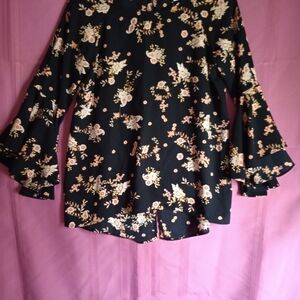 LC Lauren Conrad Black Floral Blouse